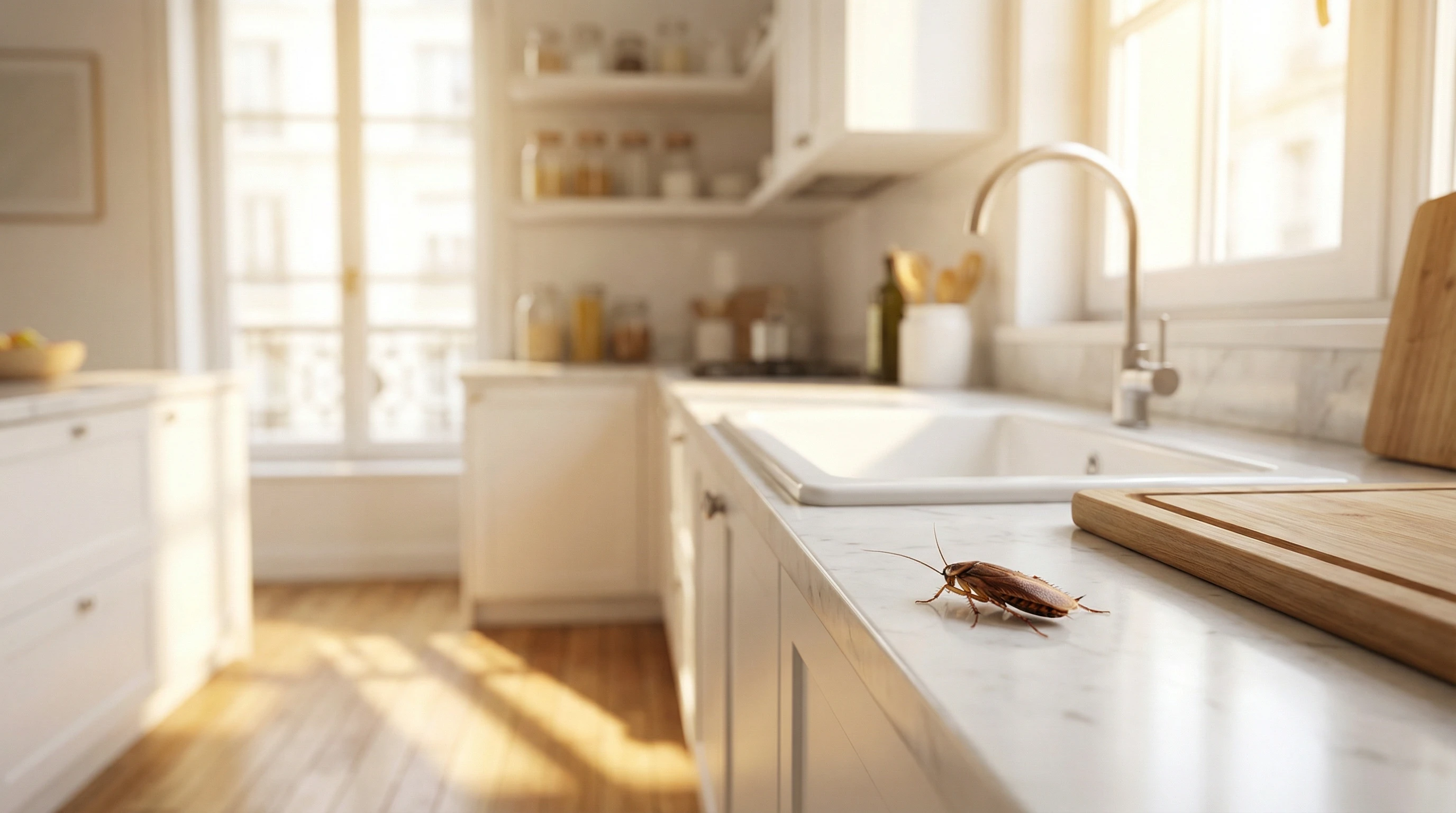 Cafard dans une cuisine d'appartement parisien