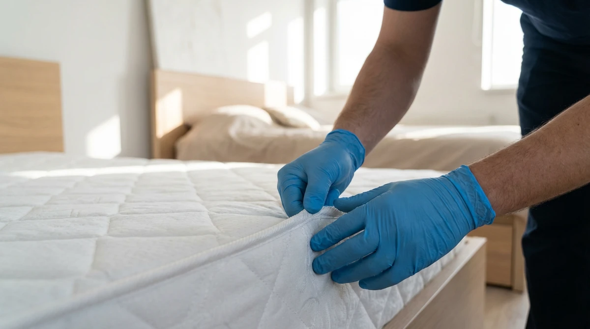 Inspection d'un matelas à la recherche de punaises de lit